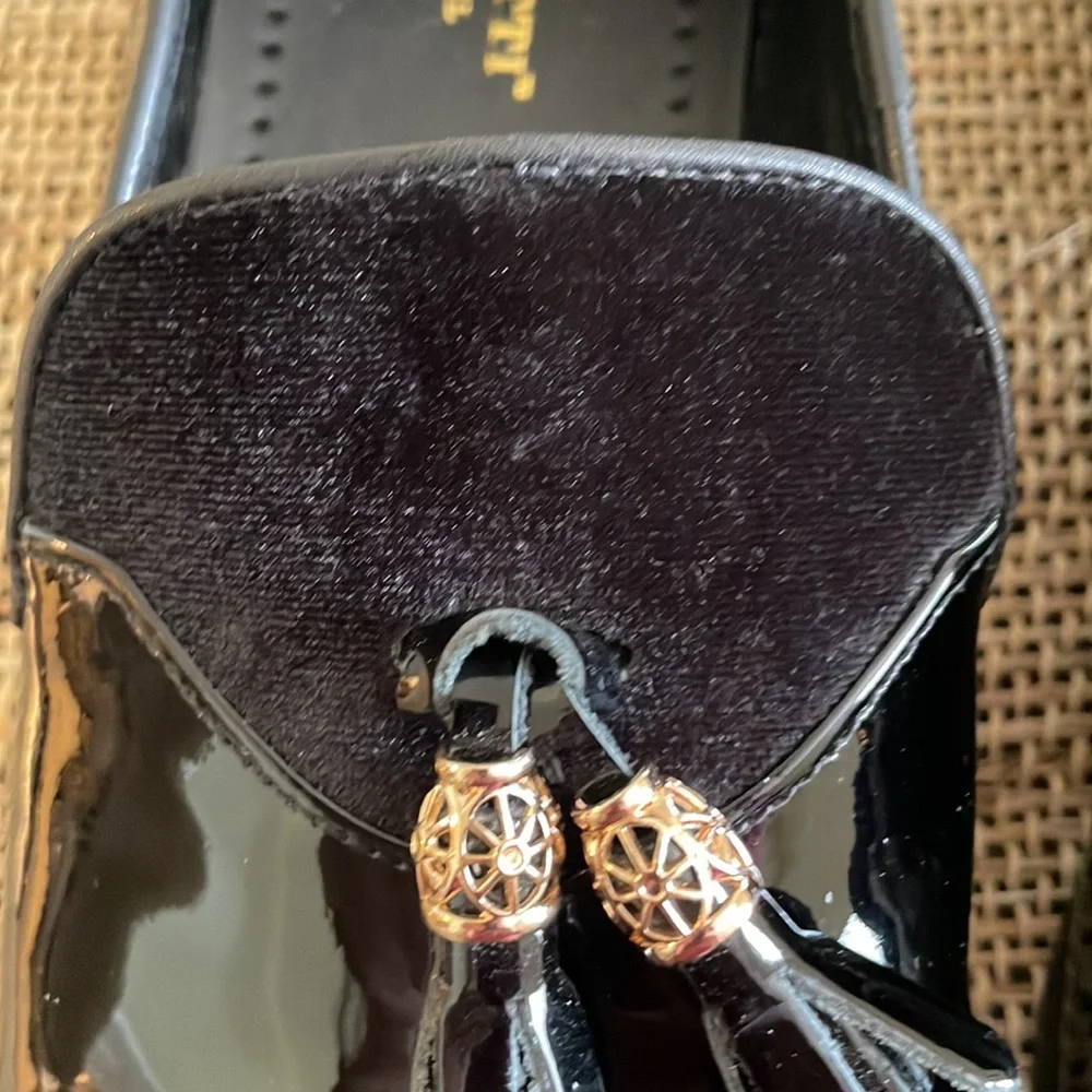 MORETTI Gold Label Black Patent Leather Loafers Size 12 - Picture 4 of 11